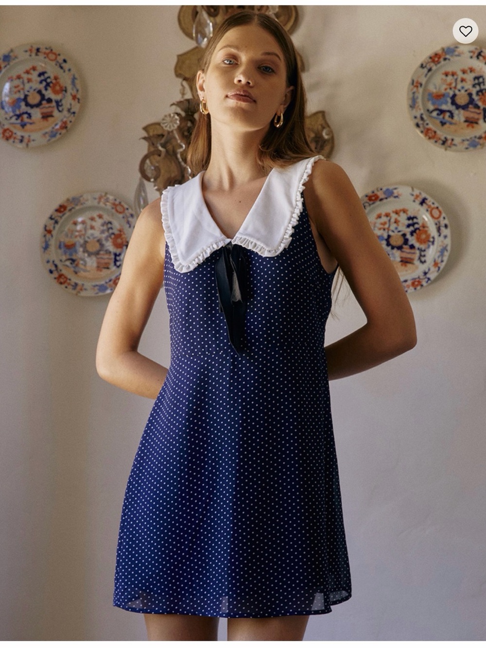 Tilly's Navy Polka Dot Mini Dress with White Sailor Collar